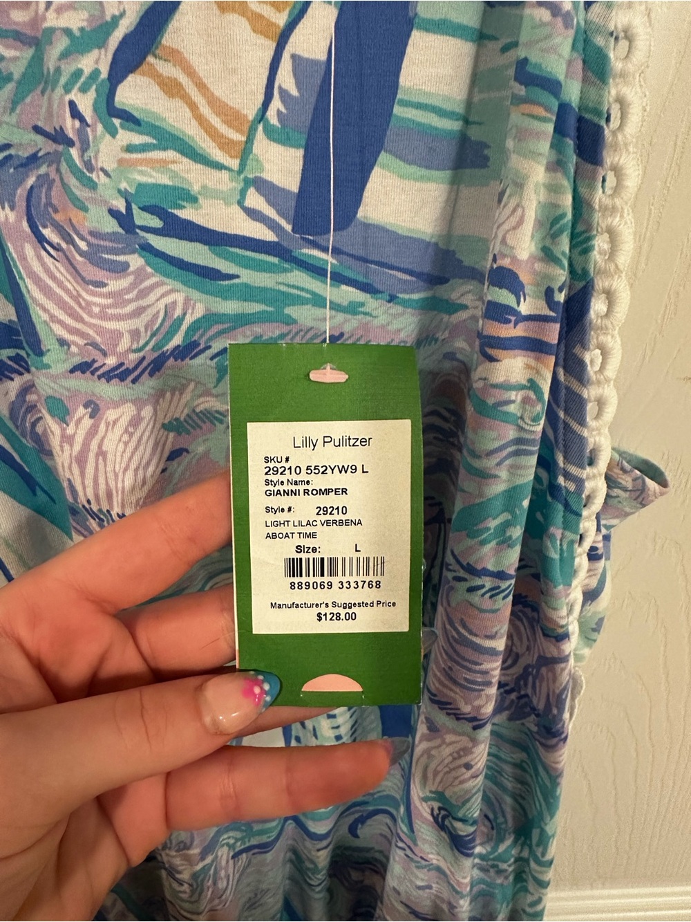 NEW WITH TAGS Lilly Pulitzer Aboat Time Gianni Romper size L - Picture 4 of 5